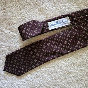 VTG Bert Pulitzer Spiess Mens Store Brown Foulard Medallion Silk Necktie 55"